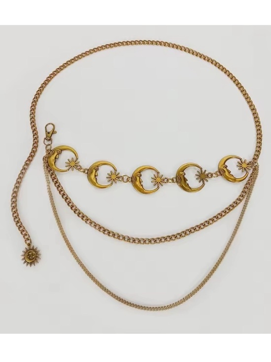 Celestial Moon Gold Chain Waist Belt main image 9